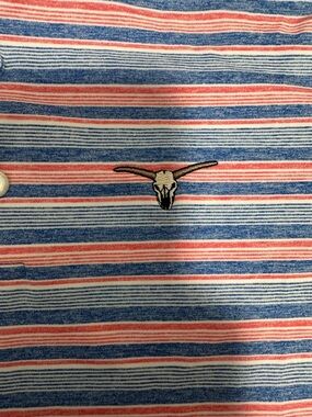 Exclusive Bulls Bay Golf -Striped Johnnie O Longhorn Embroidered Logo/kids 8